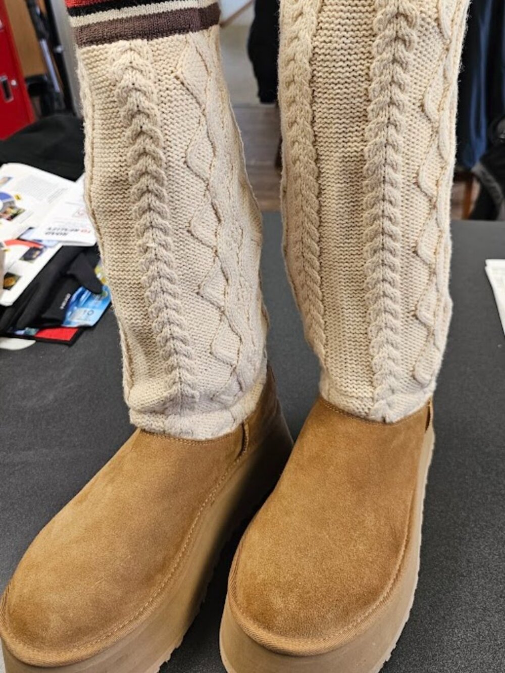 UGG Classic Sweater Letter Tall in "Chestnut"
